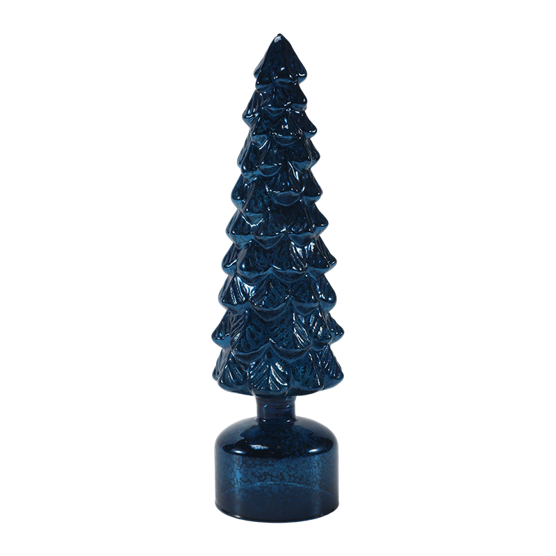 Set di alberi di Natale in vetro rotanti illuminati a LED da 10×25 e 10×28 cm. Ornamenti festivi