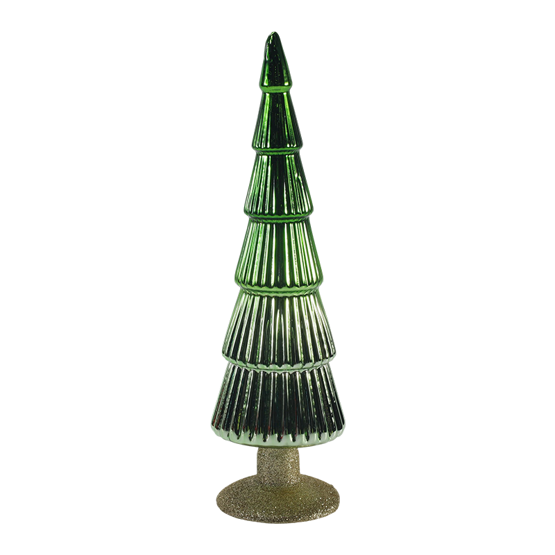 Set da 2 pezzi per albero di Natale in vetro a strisce 8×20 e 8×25 cm, decorazione natalizia da tavolo