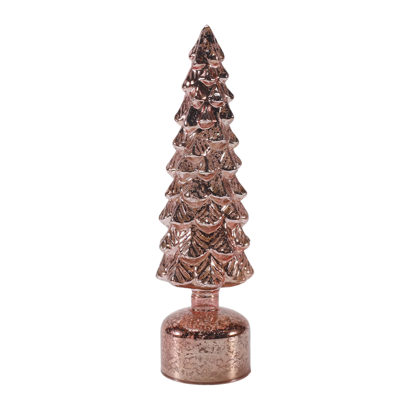 Set di alberi di Natale in vetro rotanti illuminati a LED da 10×25 e 10×28 cm. Ornamenti festivi