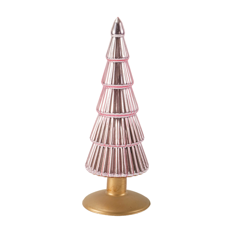 Set da 2 pezzi per albero di Natale in vetro a strisce 8×20 e 8×25 cm, decorazione natalizia da tavolo