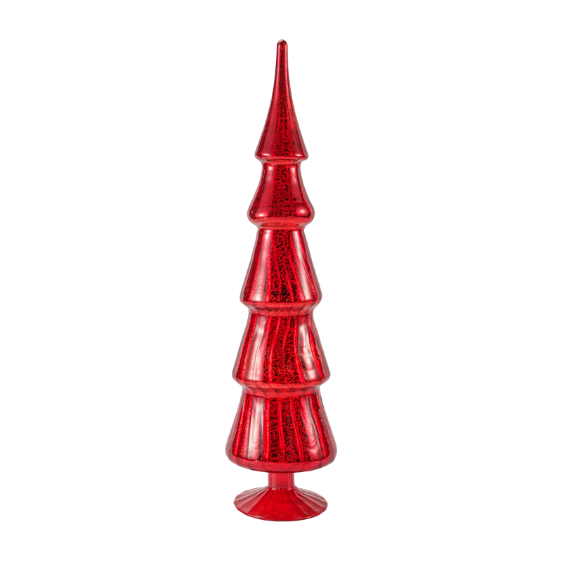 Set da 2 pezzi per albero di Natale in vetro a strisce rotanti da 10 x 40 cm