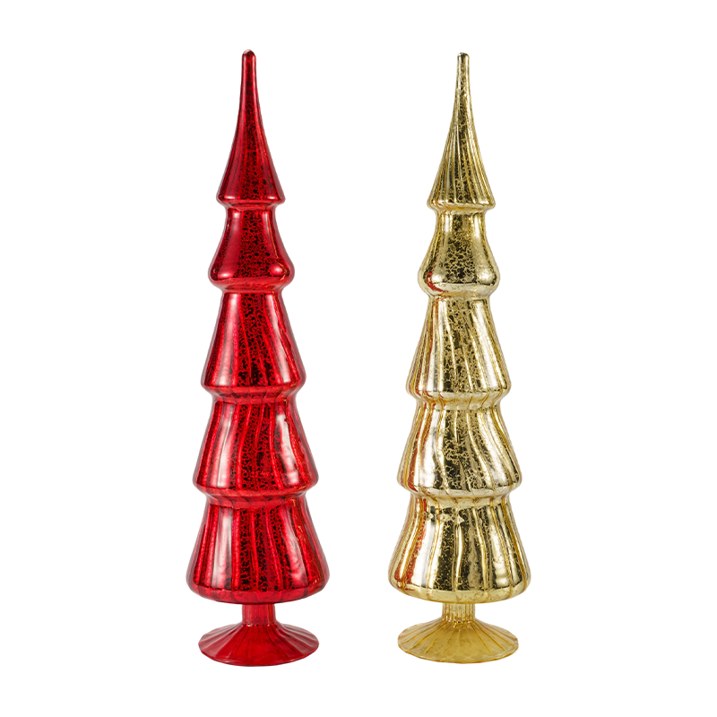Set da 2 pezzi per albero di Natale in vetro a strisce rotanti da 10 x 40 cm