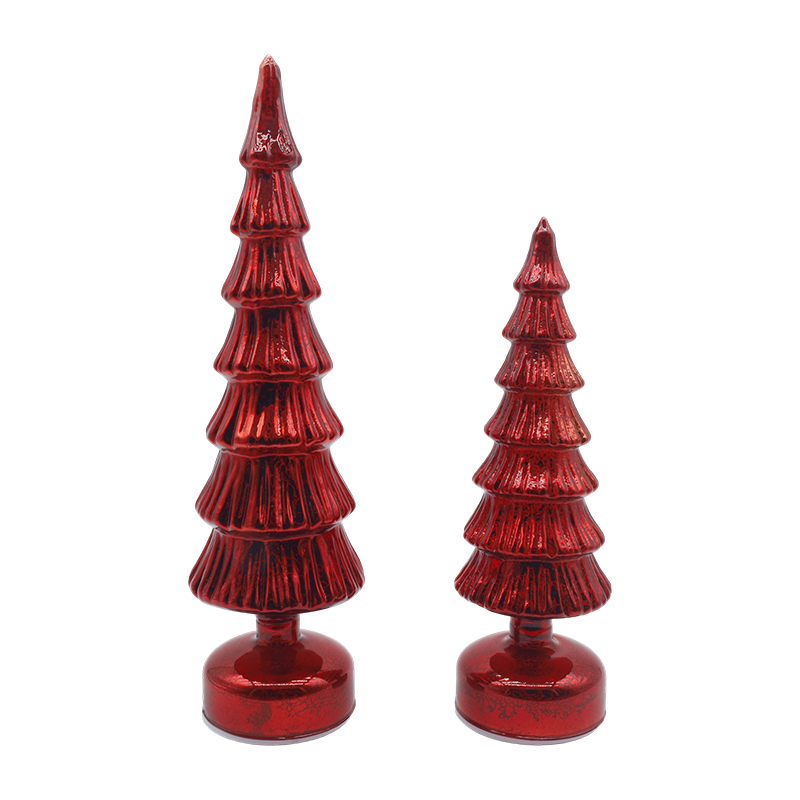 Set albero di Natale rotante in vetro 10×28 e 10×33 cm - Decorazioni festive in 2 pezzi