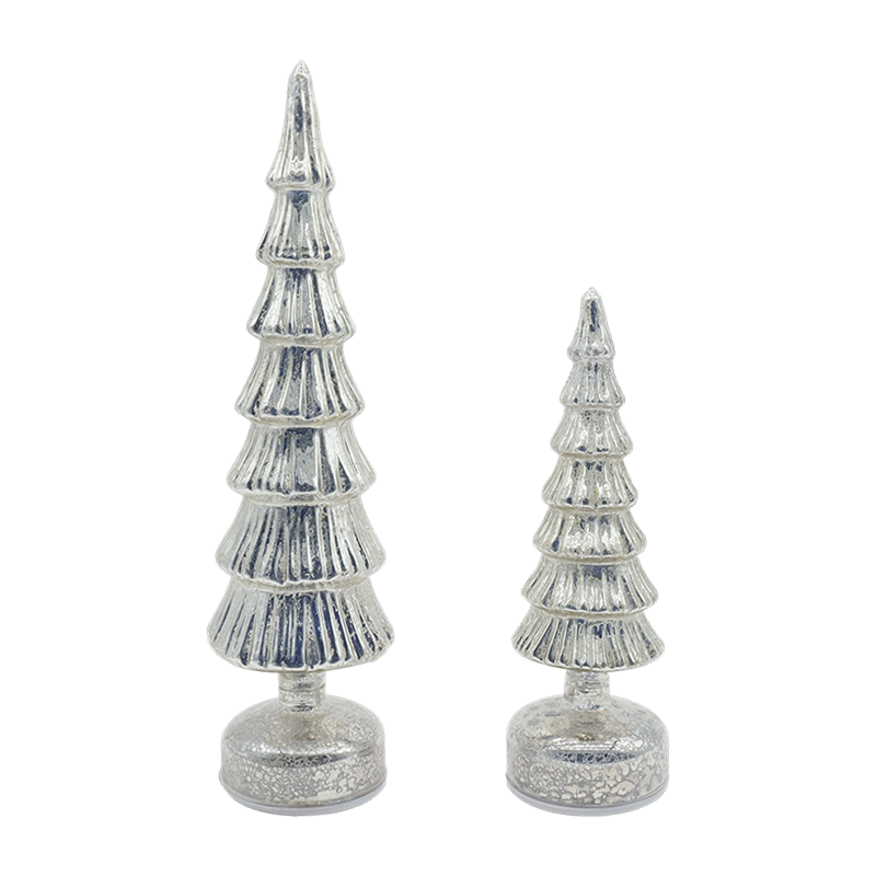 Set albero di Natale rotante in vetro 10×28 e 10×33 cm - Decorazioni festive in 2 pezzi