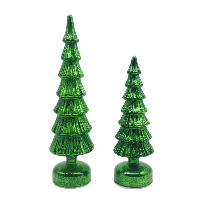 Set albero di Natale rotante in vetro 10×28 e 10×33 cm - Decorazioni festive in 2 pezzi