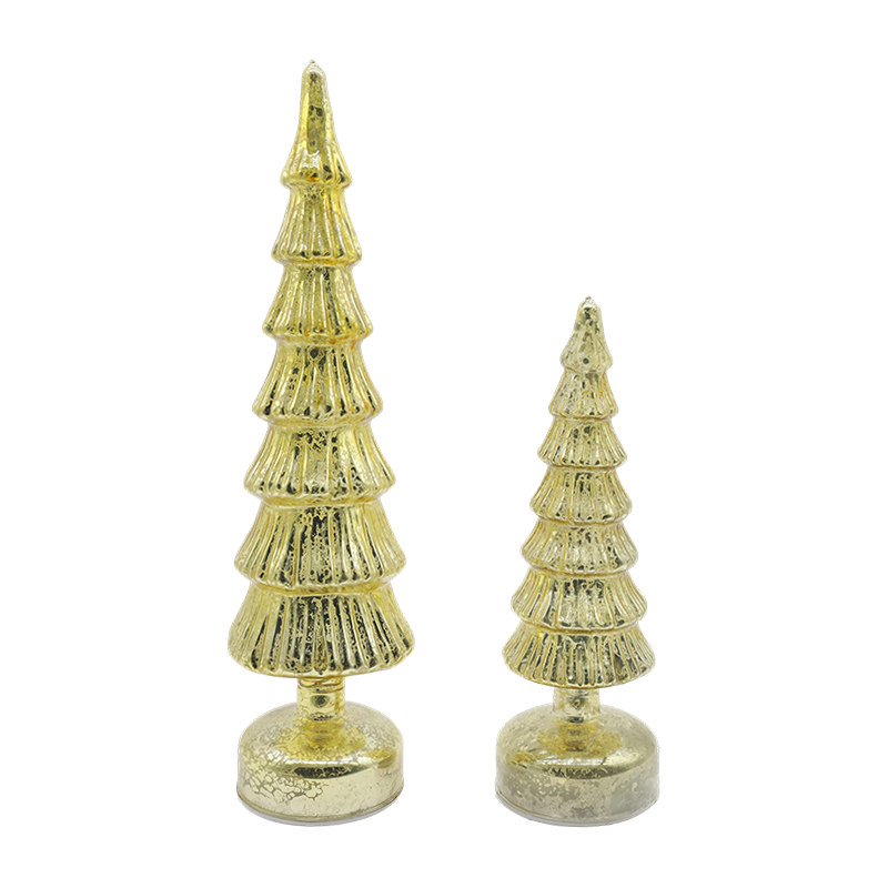 Set albero di Natale rotante in vetro 10×28 e 10×33 cm - Decorazioni festive in 2 pezzi
