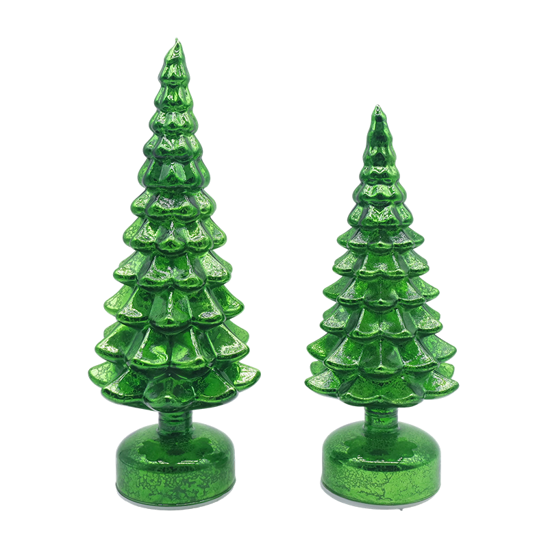 Set da 2 pezzi per albero di Natale in vetro a LED rotante 12×23 e 13×28 cm - Decorazione festiva