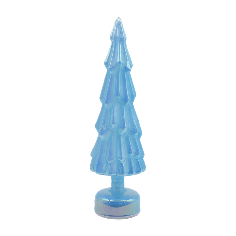 Albero di Natale rotante in vetro trasparente da 10×35 cm con calda luce LED