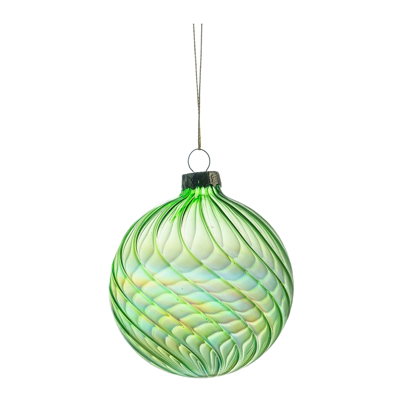 Sfera di pallina di Natale in vetro con turbinio iridescente da 8 cm