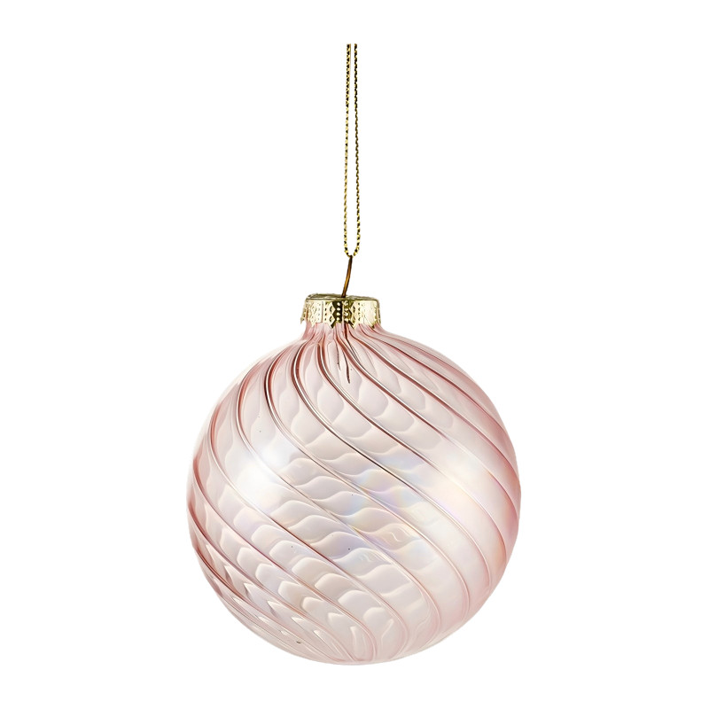 Sfera di pallina di Natale in vetro con turbinio iridescente da 8 cm
