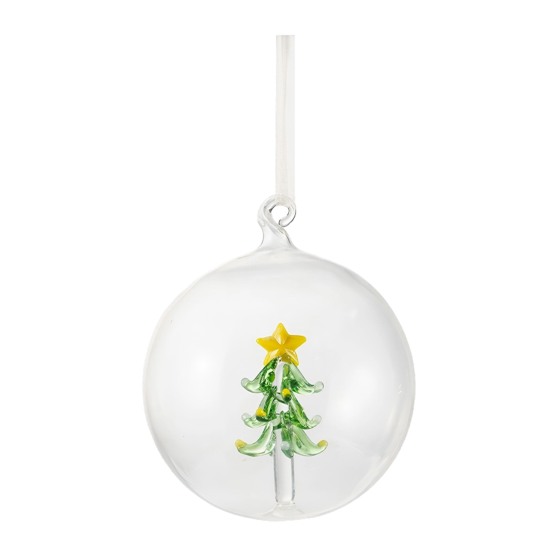 Set di ornamenti natalizi in vetro soffiato a mano da 8 cm