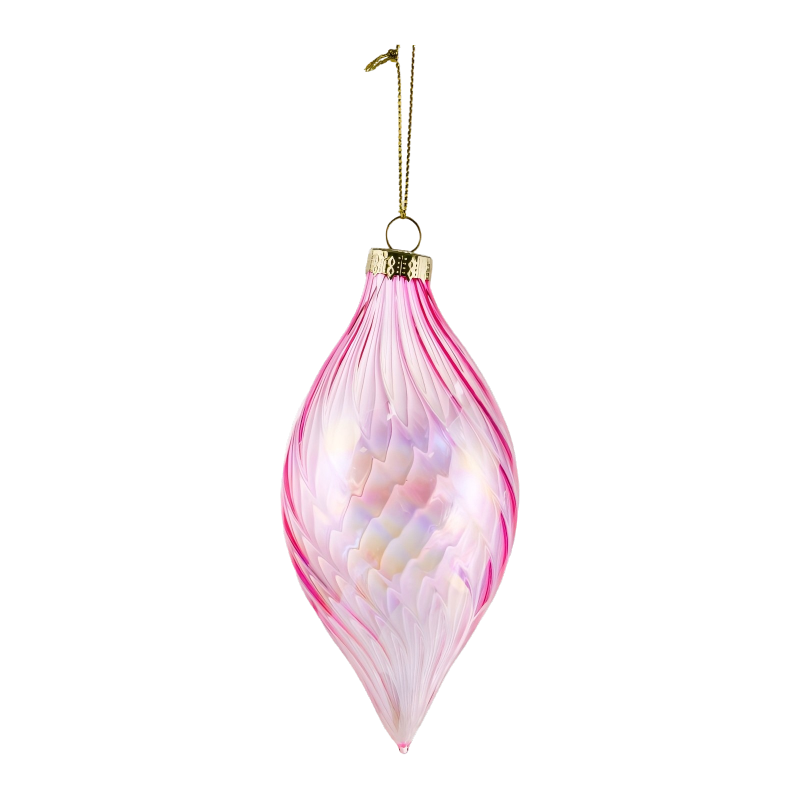 Sfera di pallina di Natale in vetro con turbinio iridescente da 8 cm