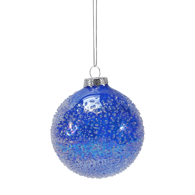Ornamento natalizio con sfera di vetro impreziosita da perline di cristallo da 8 cm