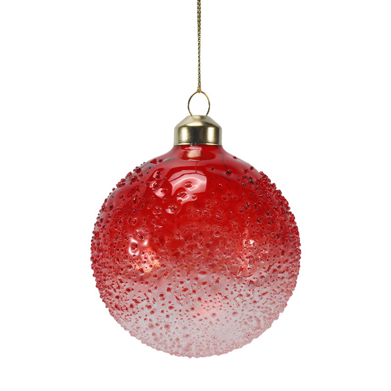Ornamento natalizio con sfera di vetro impreziosita da perline di cristallo da 8 cm