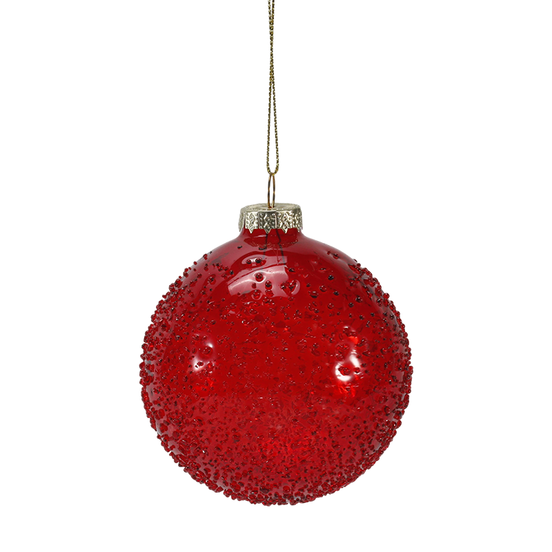 Ornamento natalizio con sfera di vetro impreziosita da perline di cristallo da 8 cm