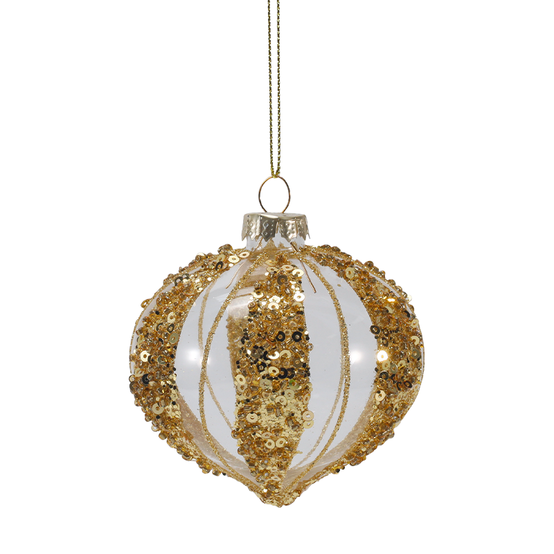 Ornamento natalizio con sfera di vetro di lusso in oro e argento da 8 cm (singolo/set da 4)