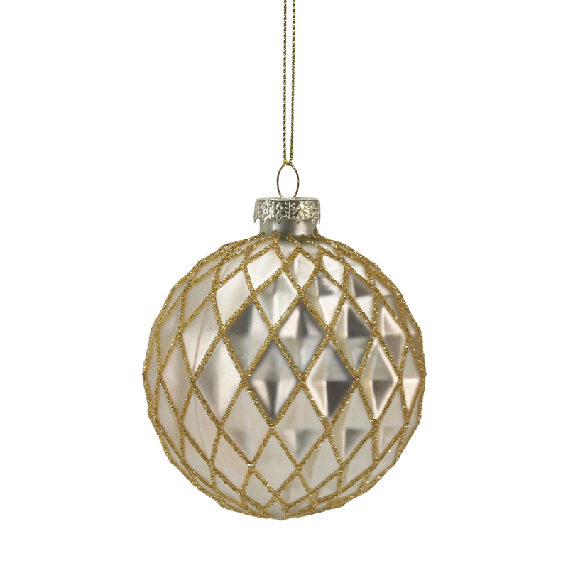 Ornamento natalizio in vetro di lusso color oro e argento da 8 cm (singolo/set da 3)