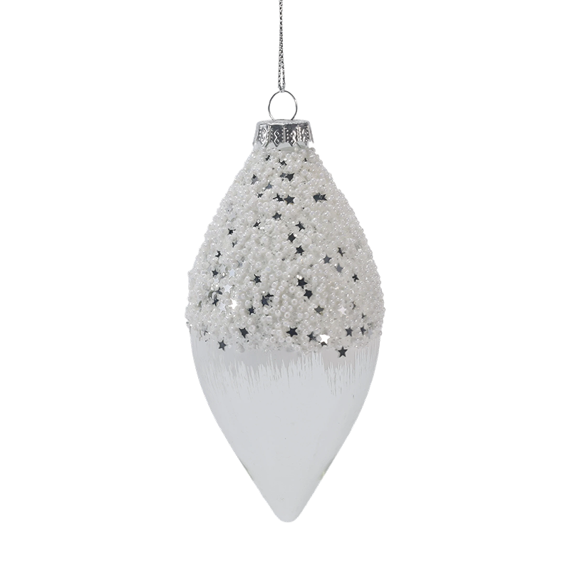Ornamento natalizio con sfera di vetro natalizia bianca e argento da 8 cm (singolo/set da 3)