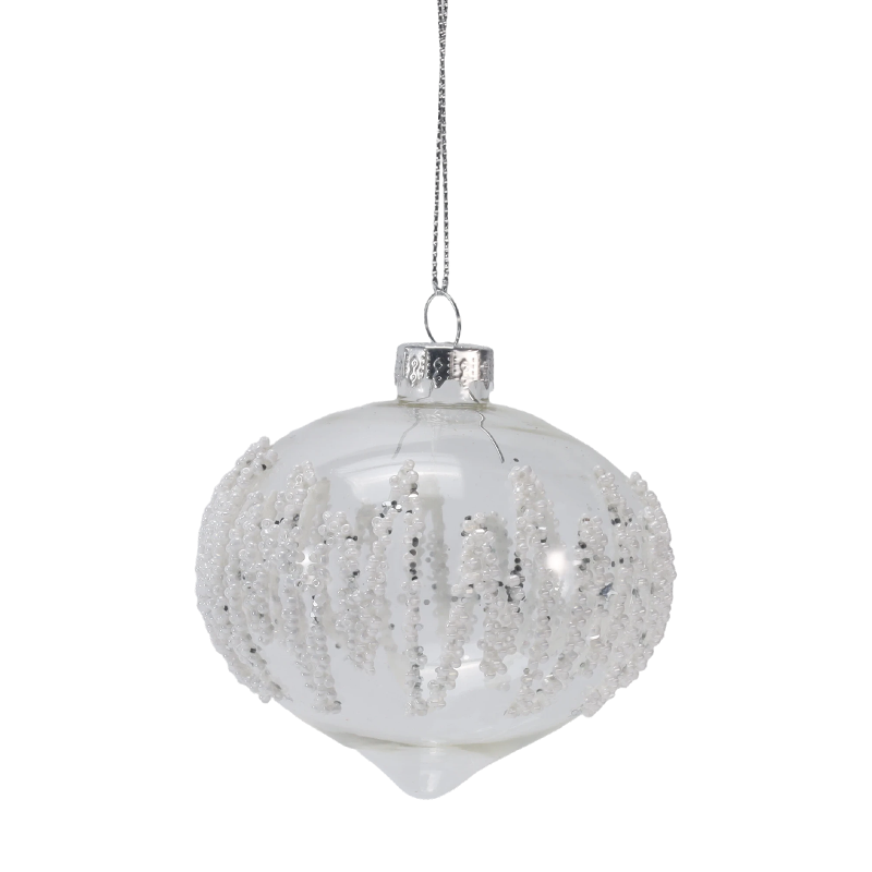 Palla natalizia in vetro trasparente con decorazioni di ghiaccioli da 8 cm (singola/set da 3)