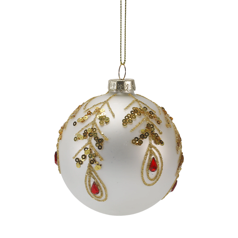 Ornamento natalizio con sfera di vetro di lusso color oro e rosso da 8 cm (singolo/set da 3)