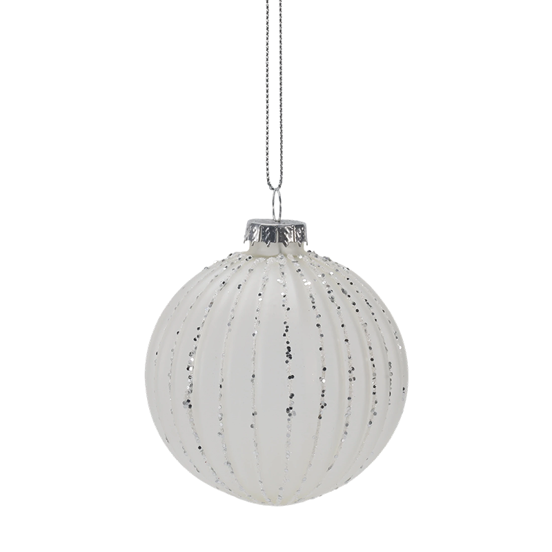 Ornamento natalizio con sfera di vetro a righe Morandi da 8 cm (singolo/set da 3)