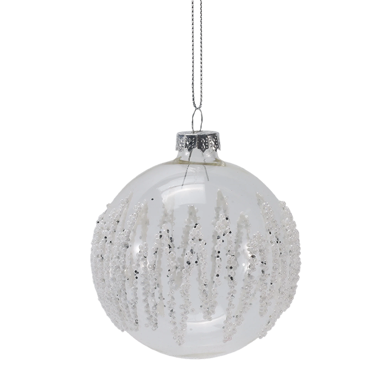 Palla natalizia in vetro trasparente con decorazioni di ghiaccioli da 8 cm (singola/set da 3)