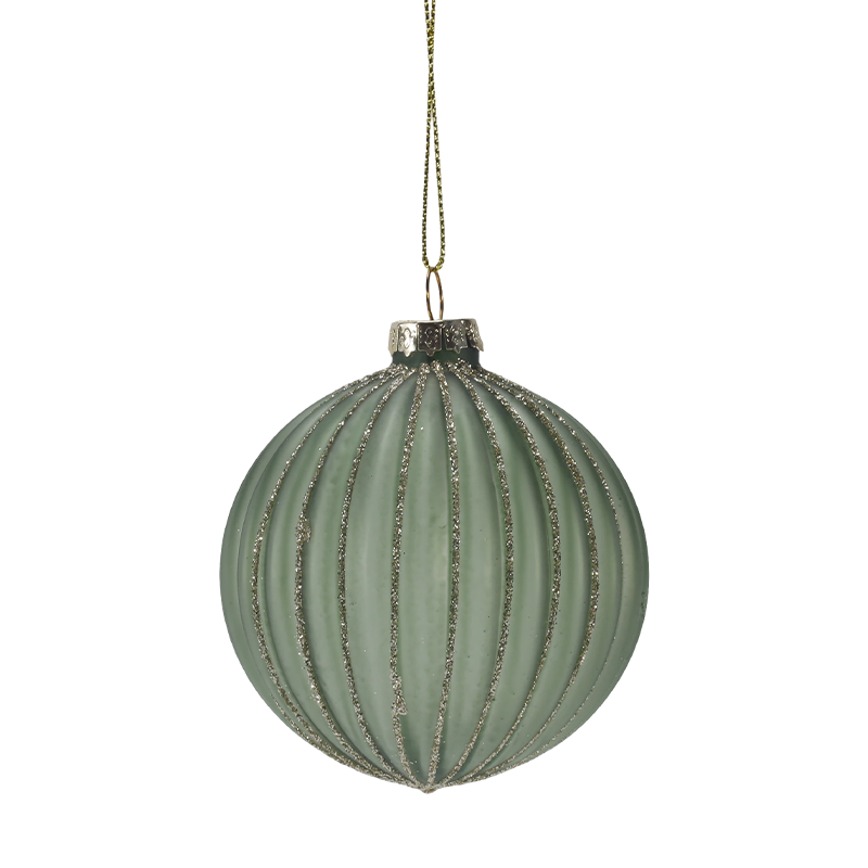 Ornamento natalizio con sfera di vetro a righe Morandi da 8 cm (singolo/set da 3)