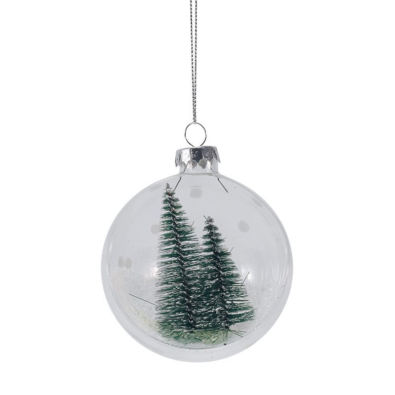Ornamento natalizio in vetro con mini albero innevato da 8 cm (singolo/set)