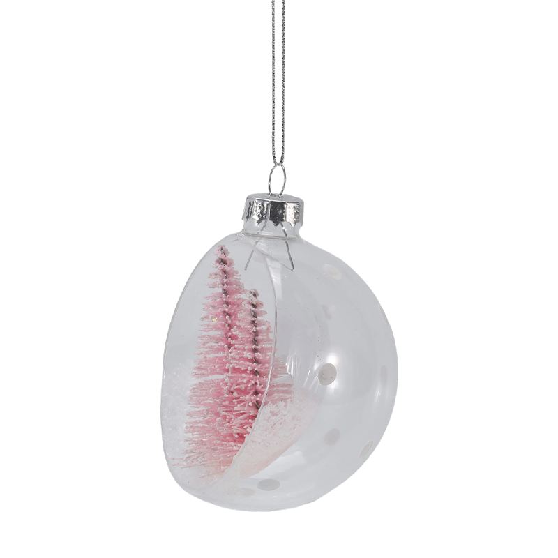 Ornamento natalizio in vetro con mini albero innevato da 8 cm (singolo/set)
