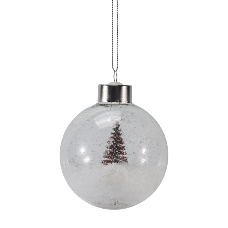 Ornamento natalizio in vetro con mini albero innevato da 8 cm (singolo/set)