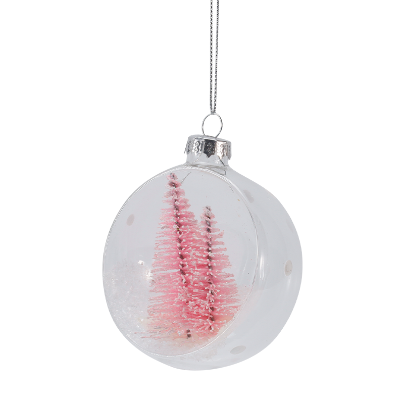 Ornamento natalizio in vetro con mini albero innevato da 8 cm (singolo/set)