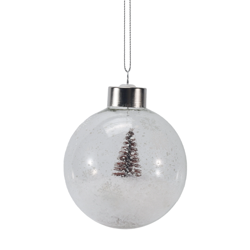 Ornamento natalizio in vetro con mini albero innevato da 8 cm (singolo/set)