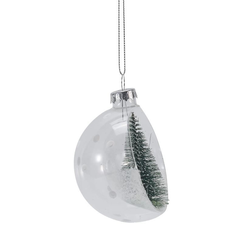 Ornamento natalizio in vetro con mini albero innevato da 8 cm (singolo/set)