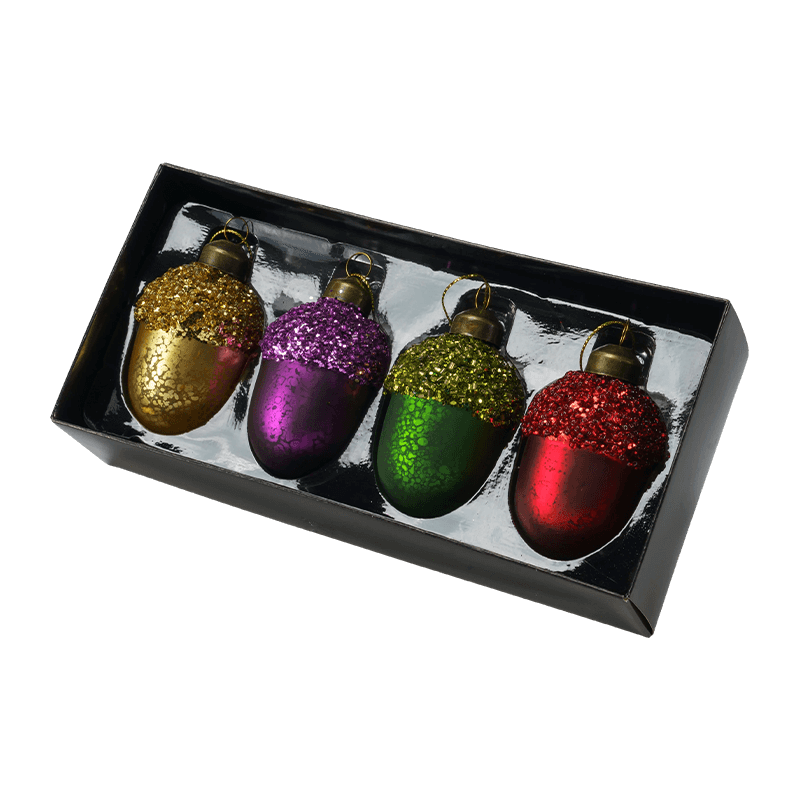 Set regalo con ornamenti natalizi in vetro