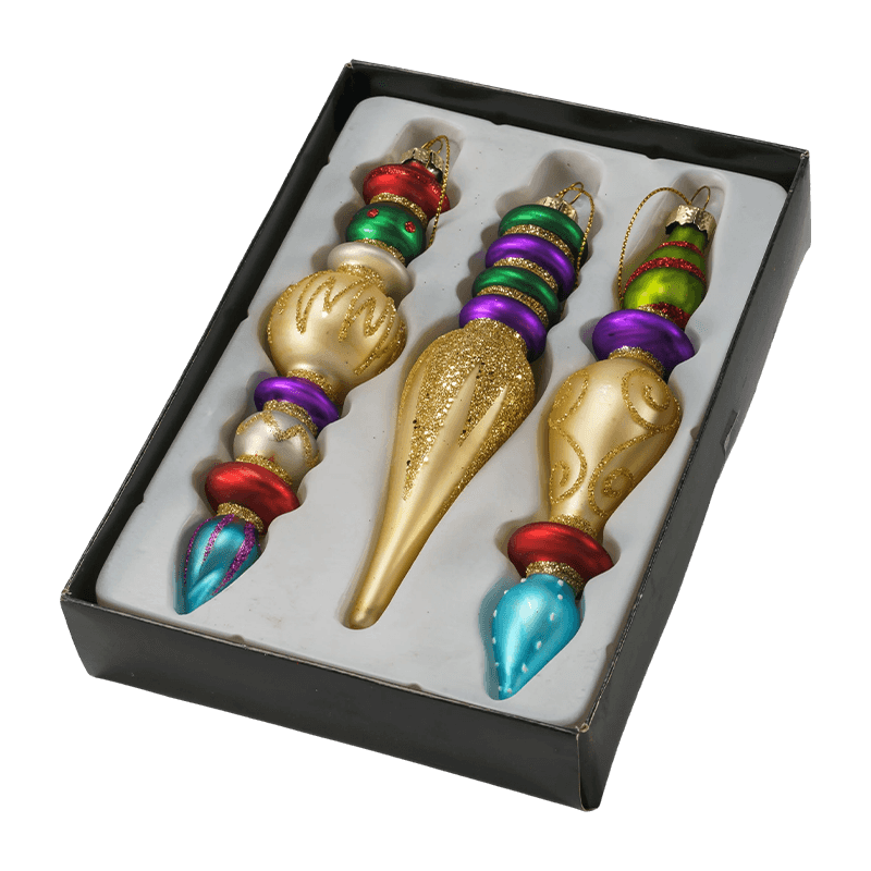 Set di ornamenti natalizi in vetro soffiato a bocca da 15 cm (3/4 pezzi)