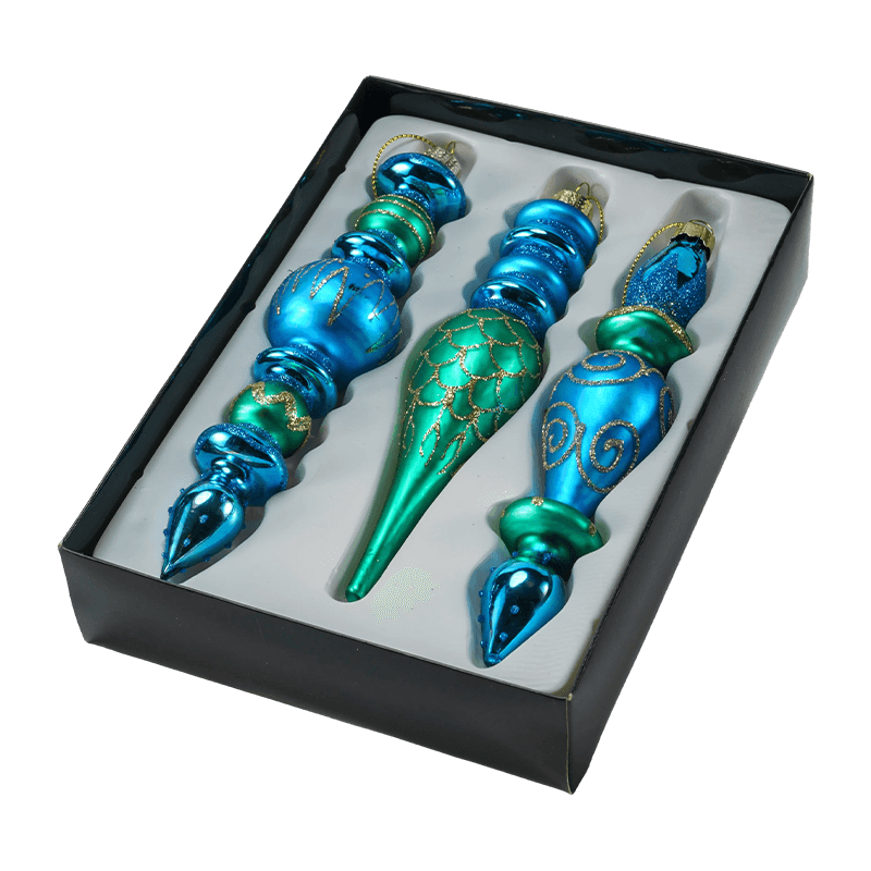 Set di ornamenti natalizi in vetro soffiato a bocca da 15 cm (3/4 pezzi)