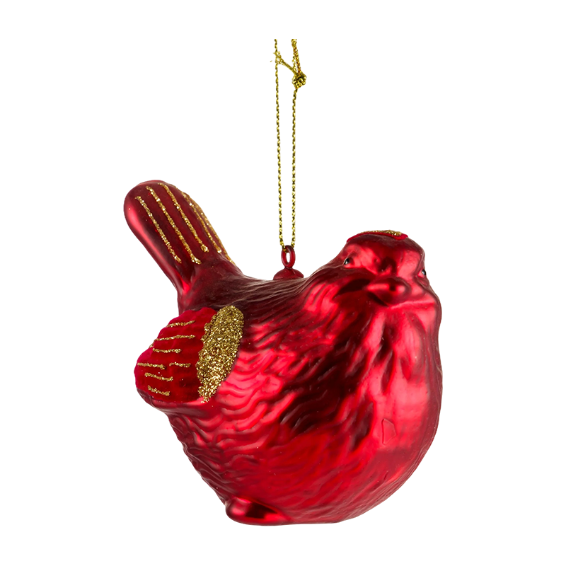 Ornamento di Natale in vetro a forma di uccello in oro rosso
