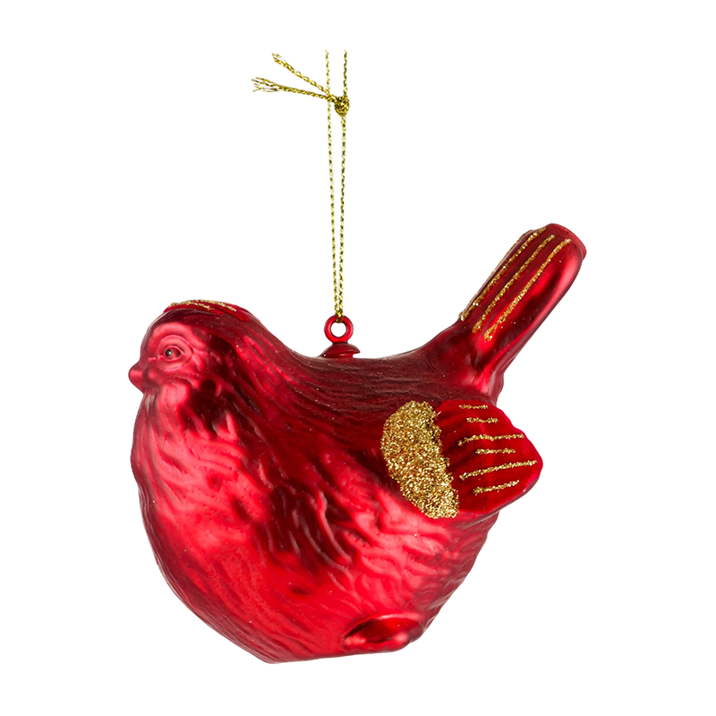 Ornamento di Natale in vetro a forma di uccello in oro rosso