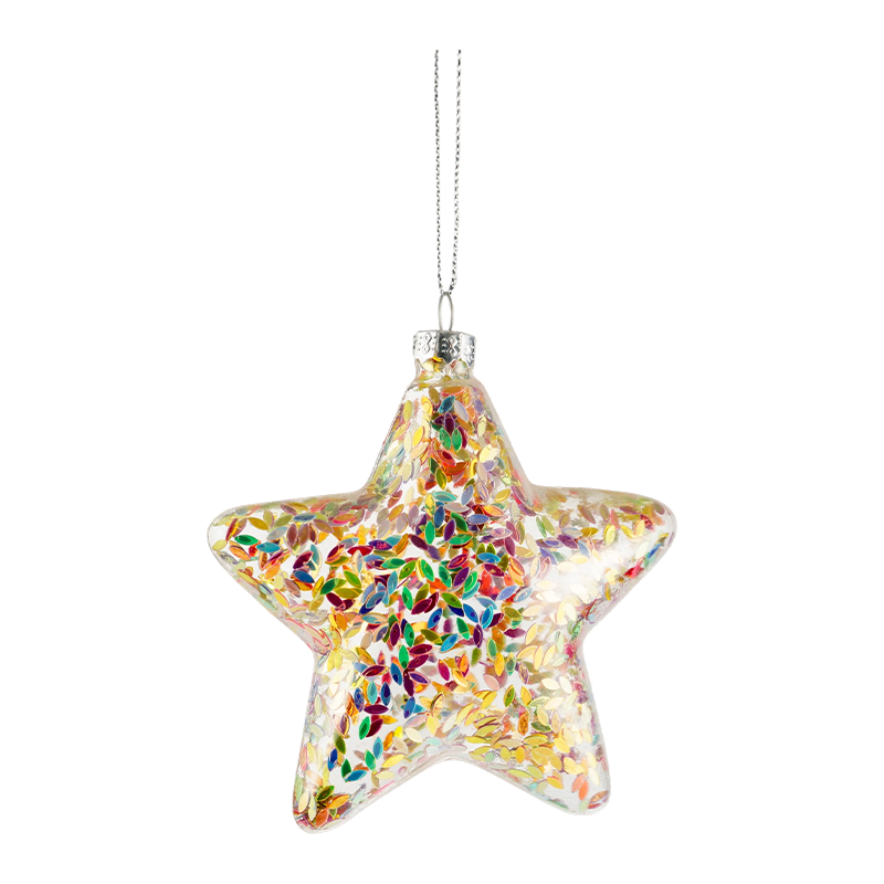 Ornamento di Natale in vetro a forma di stella arcobaleno