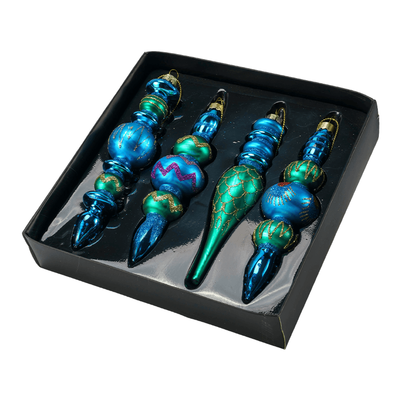 Set di ornamenti natalizi in vetro soffiato a bocca da 15 cm (3/4 pezzi)