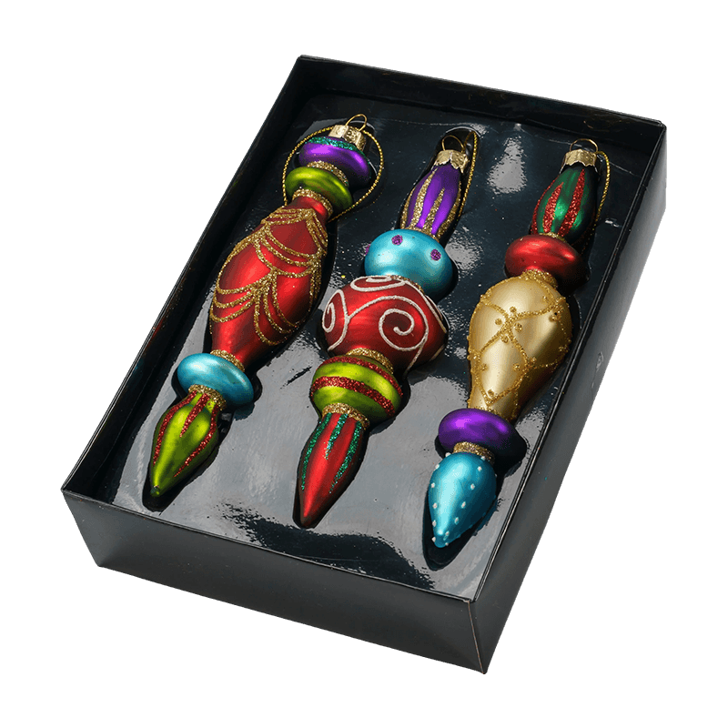Set di ornamenti natalizi in vetro soffiato a bocca da 15 cm (3/4 pezzi)
