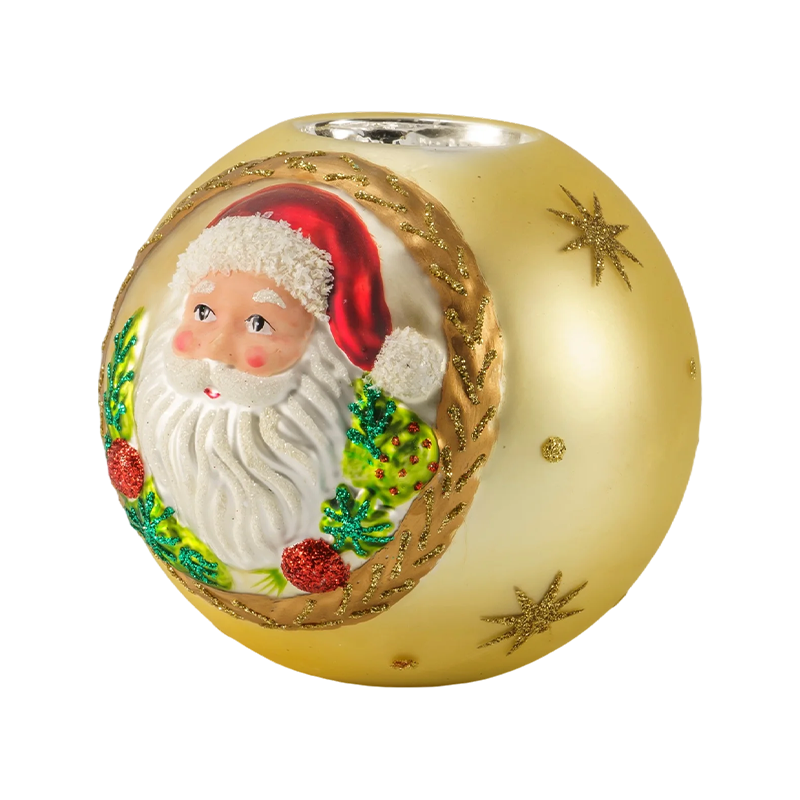 Portacandele in vetro goffrato 12 * 12 Babbo Natale