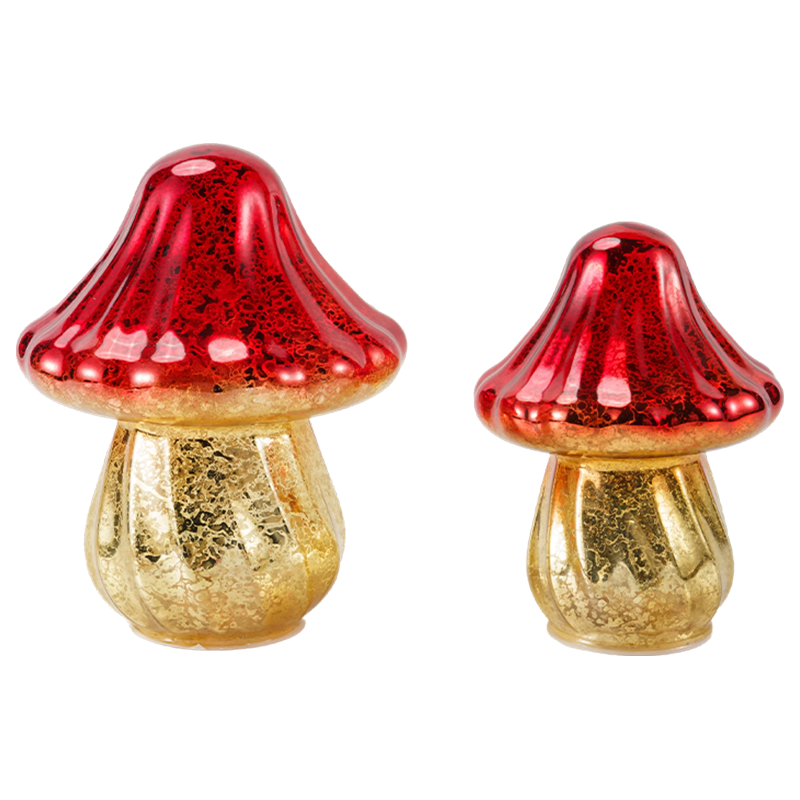 Ornamento di funghi in vetro di mercurio sfumato fatto a mano