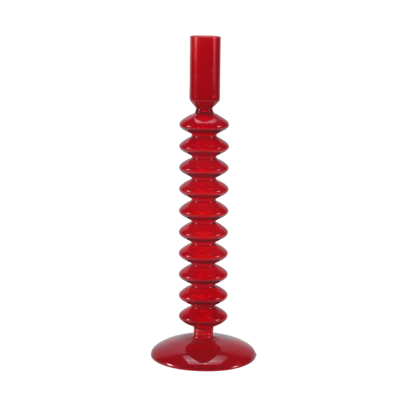 Portacandele in vetro a bolle impilate rosse 8*20
