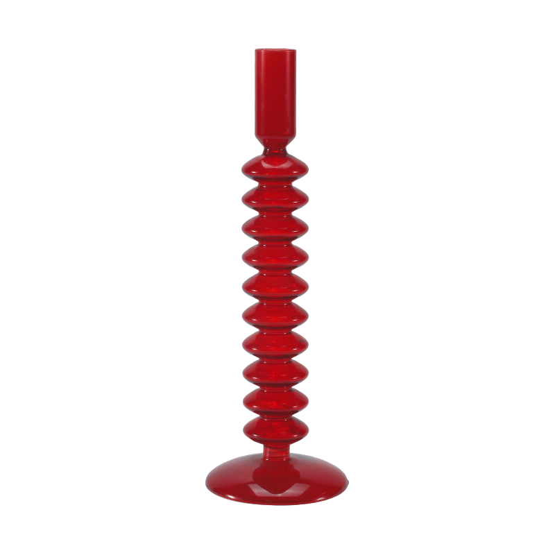 Portacandele in vetro a bolle impilate rosse 8*20
