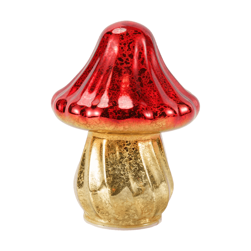 Ornamento di funghi in vetro di mercurio sfumato fatto a mano con decorazione a led