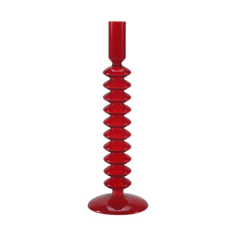 Portacandele in vetro a bolle impilate rosse 8*20