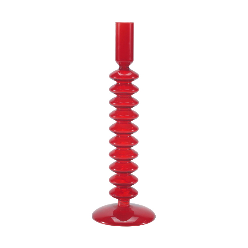 Portacandele in vetro a bolle impilate rosse 8*20