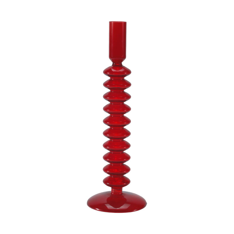 Portacandele in vetro a bolle impilate rosse 8*20