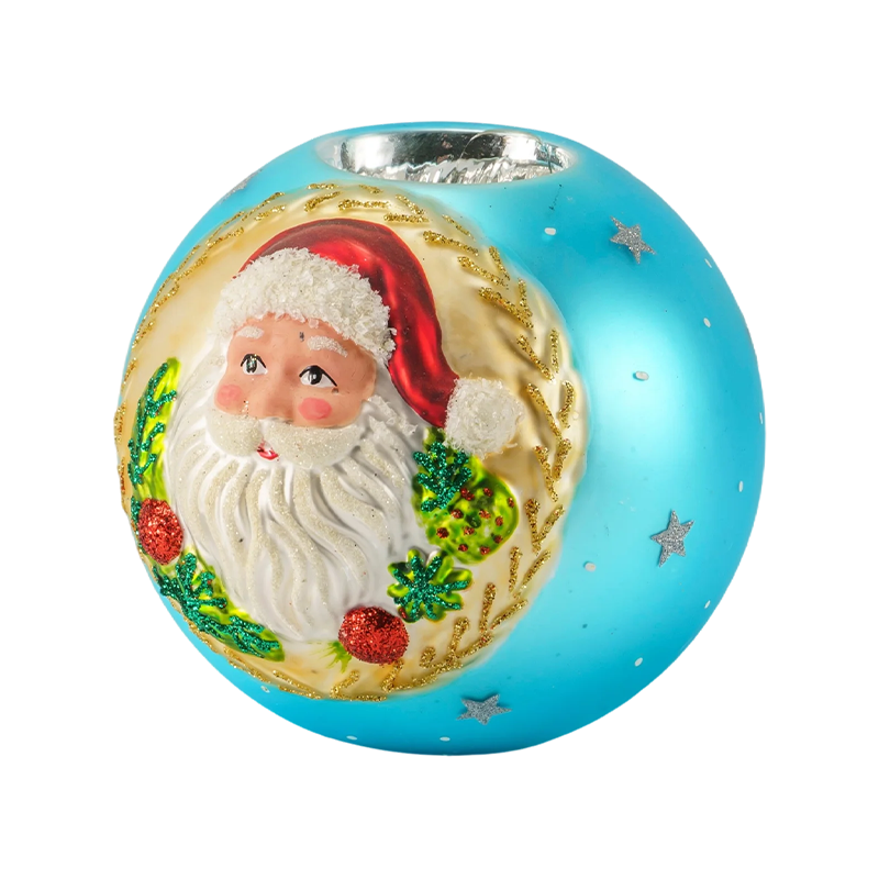 Portacandele in vetro goffrato 12 * 12 Babbo Natale
